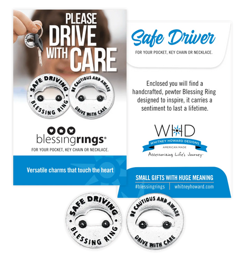 Safe Driving Blessing Ring Charm – Handcrafted Pewter Car Token | Inspirational Gift Made in USA Whitney Howard Designs  Blessing Ring