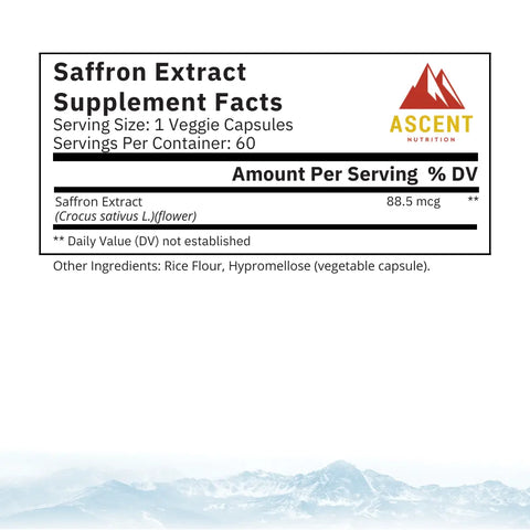Saffron Extract Supplement 60 Capsules – 88.5 Mg Mood Support – Brain Health Enhancer | Made in USA Ascent Nutrition  simple