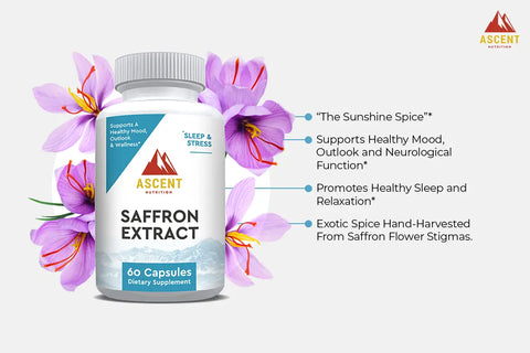 Saffron Extract Supplement 60 Capsules – 88.5 Mg Mood Support – Brain Health Enhancer | Made in USA Ascent Nutrition  simple