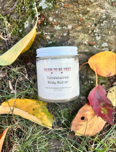 Sandalwood Body Butter Moisturizer – Nourishing Tallow Cream with Essential Oils 4 oz | Made in USA Born to be Free  Moisturizer