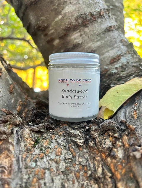 Sandalwood Body Butter Moisturizer – Nourishing Tallow Cream with Essential Oils 4 oz | Made in USA Born to be Free  Moisturizer