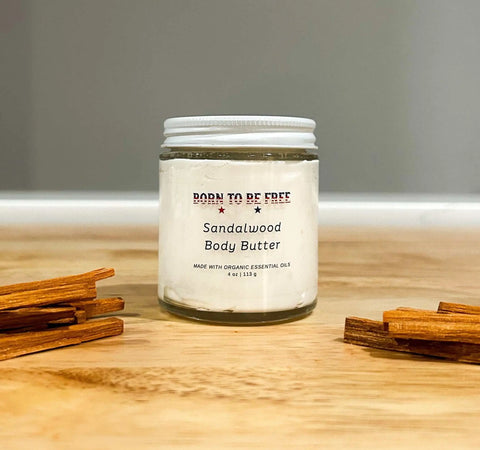 Sandalwood Body Butter Moisturizer – Nourishing Tallow Cream with Essential Oils 4 oz | Made in USA Born to be Free  Moisturizer