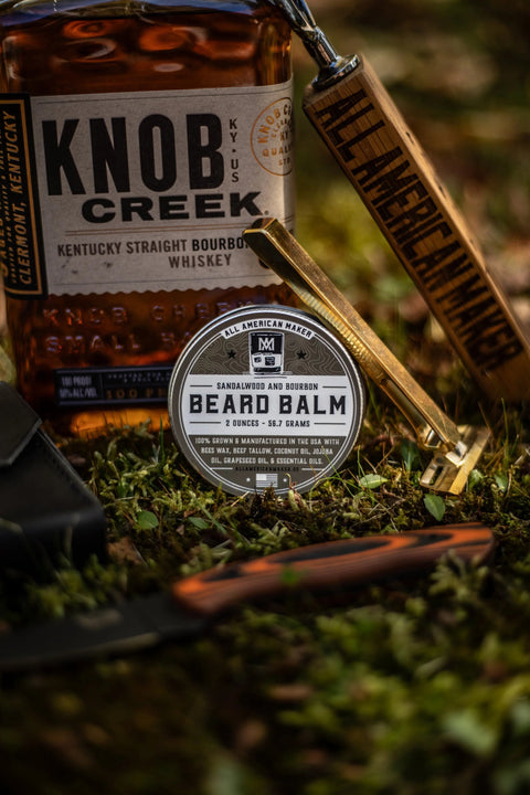 Sandalwood Bourbon Beard Balm 2oz – Nourishing Grooming | Made in USA All American Maker 