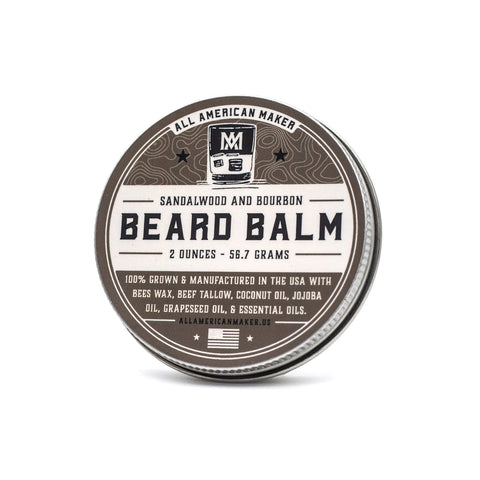 Sandalwood Bourbon Beard Balm 2oz – Nourishing Grooming | Made in USA All American Maker 