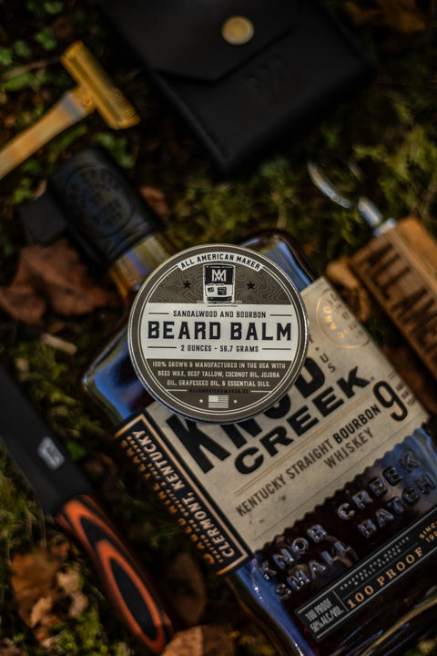 Sandalwood Bourbon Beard Balm 2oz – Nourishing Grooming | Made in USA All American Maker 