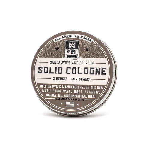 Sandalwood Bourbon Solid Cologne 2oz – Handcrafted Grooming | Made in USA All American Maker 