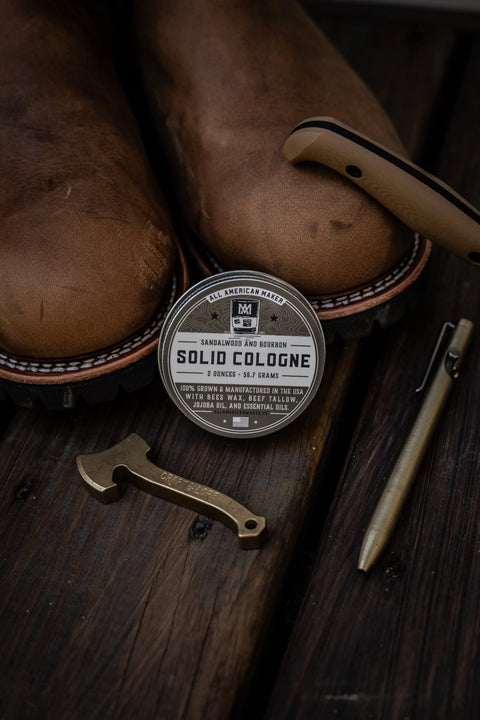 Sandalwood Bourbon Solid Cologne 2oz – Handcrafted Grooming | Made in USA All American Maker 