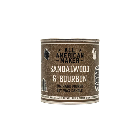 Sandalwood Bourbon Soy Wax Candle 8oz – Hand Poured | Made in USA All American Maker 