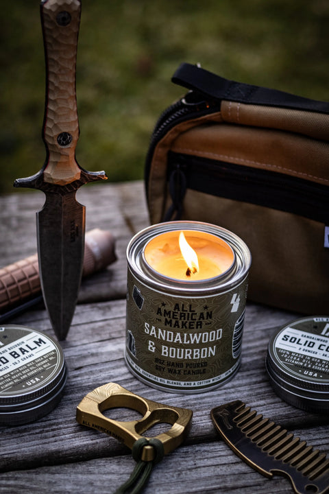 Sandalwood Bourbon Soy Wax Candle 8oz – Hand Poured | Made in USA All American Maker 