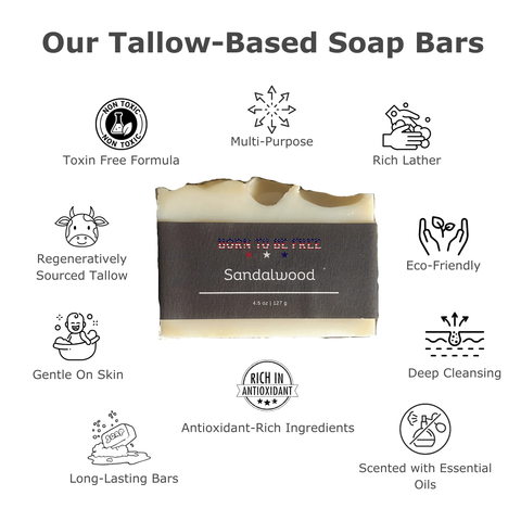 Sandalwood Tallow Soap Bar Born to be Free  soap