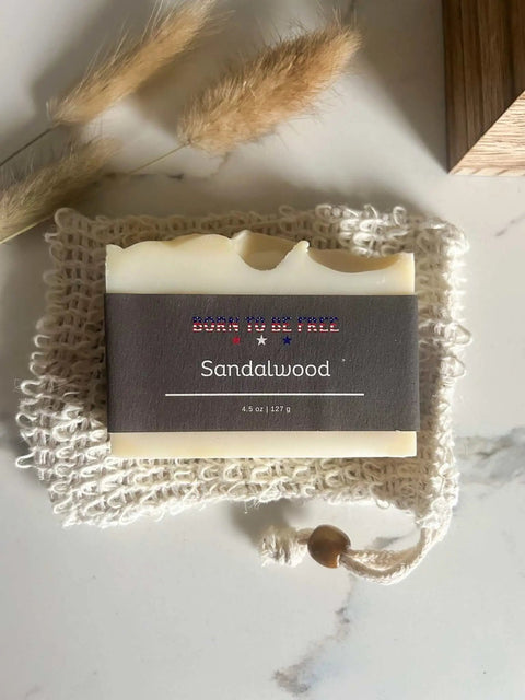Sandalwood Tallow Soap Bar Born to be Free  soap 13.00 Bar + Exfoliating Pouch