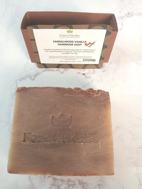 Sandalwood Vanilla Men's Handmade Soap – 4.5oz Moisturizing Bar | Handcrafted in USA Forev'Herbs  Handmade Soap