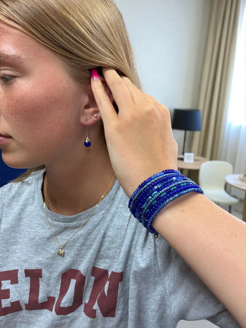 Sapphire Blue Murano Glass Jewelry Set – Teardrop Earrings & 1.25 Inch Multistrand Cuff Bracelet | Made in USA Michelle Marie Boutique  Bracelet Set