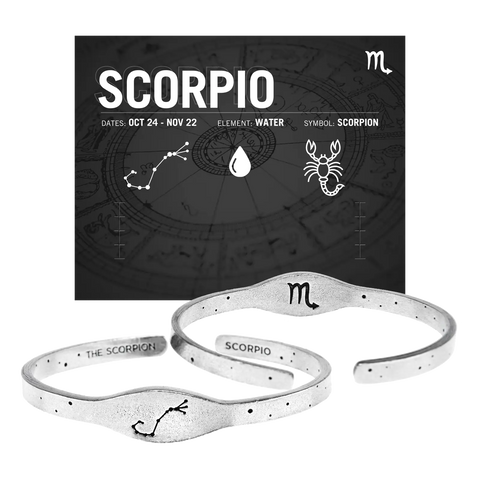Scorpio Zodiac Cuff Bracelet – Recycled Pewter Astrology Jewelry | Made in USA Eco-Friendly Whitney Howard Designs  Zodiac Cuffs