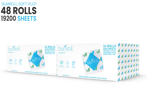 Bumroll Eco-Friendly Toilet Paper – 12 Rolls 400 Sheets 2-Ply | Made in USA Bumroll 