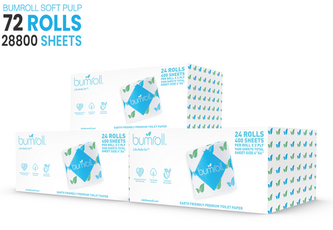 Bumroll Eco-Friendly Toilet Paper – 12 Rolls 400 Sheets 2-Ply | Made in USA Bumroll 