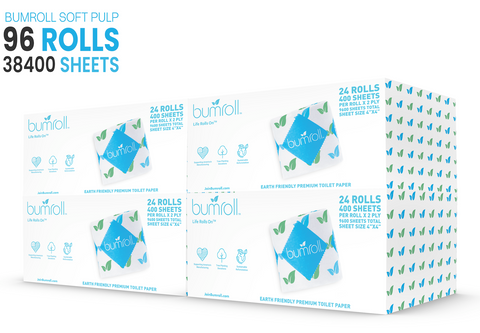 Bumroll Eco-Friendly Toilet Paper – 12 Rolls 400 Sheets 2-Ply | Made in USA Bumroll 