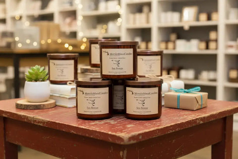 Sea Breeze-Soy 3-Wick Blown Glass Collection MorninWood Candles  3 Wick Candle