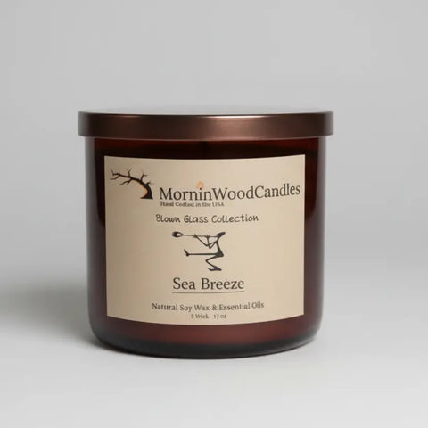 Sea Breeze 3-Wick Soy Wax Candle 17 Oz – Handcrafted Coastal Scent – MorninWood Candles | Made in USA MorninWood Candles  3 Wick Candle
