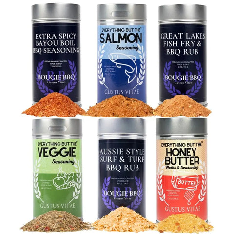 Seafood Seasoning Set of 6 XL Tins – Premium All-Natural Small-Batch Spices | Made in USA Gustus Vitae  Collections & Gift Sets