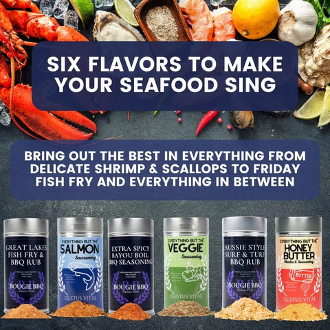 Seafood Seasoning Set of 6 XL Tins – Premium All-Natural Small-Batch Spices | Made in USA Gustus Vitae  Collections & Gift Sets