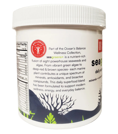 Seagreens Plus 8oz Daily Organic Seaweed Superfood Powder – Made in USA Ocean's Balance 