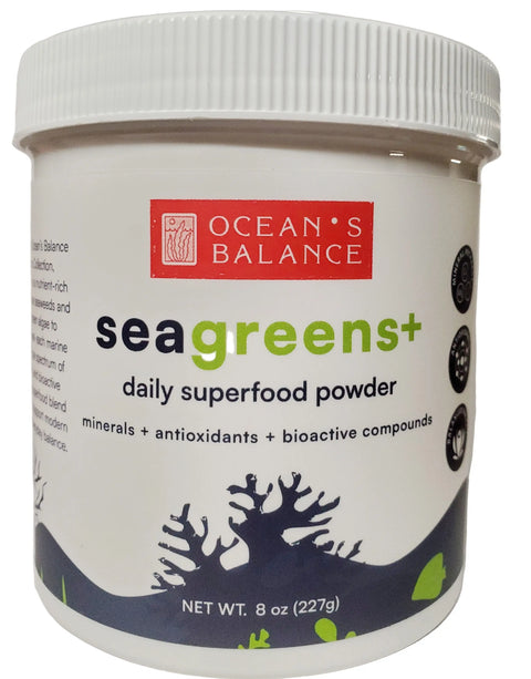 Seagreens Plus 8oz Daily Organic Seaweed Superfood Powder – Made in USA Ocean's Balance 