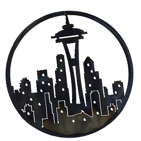 Seattle Skyline Metal Wall Art Circle – Urban Decor | Handcrafted in USA Urban Silhouette Knights Home Decor  item
