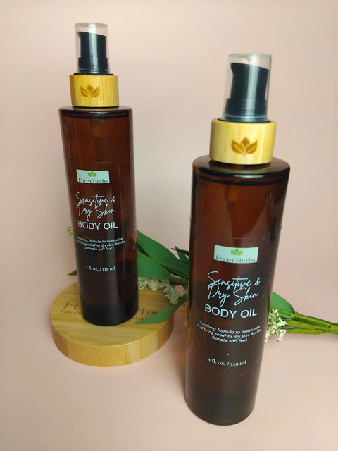 Sensitive Dry Skin Body Oil 4 fl oz – Organic Hydrating Oil | Handcrafted in USA Forev'Herbs  Body Oil