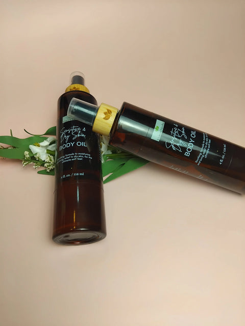 Sensitive Dry Skin Body Oil 4 fl oz – Organic Hydrating Oil | Handcrafted in USA Forev'Herbs  Body Oil