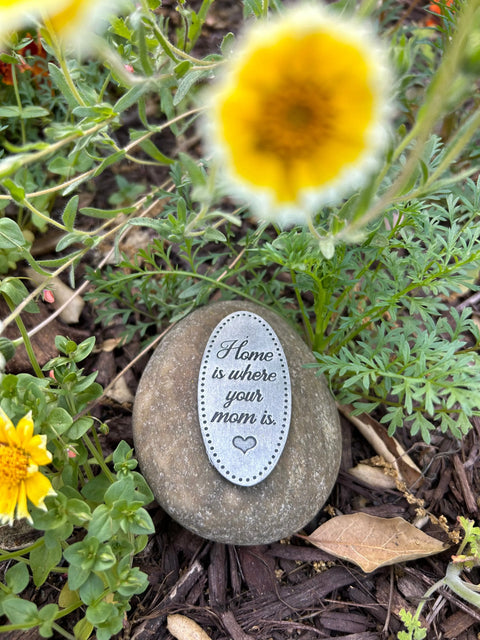 Sentimental Home Is Where Mom Is River Stone Keepsake – Handcrafted Gift | Made in USA Whitney Howard Designs  Rock Garden