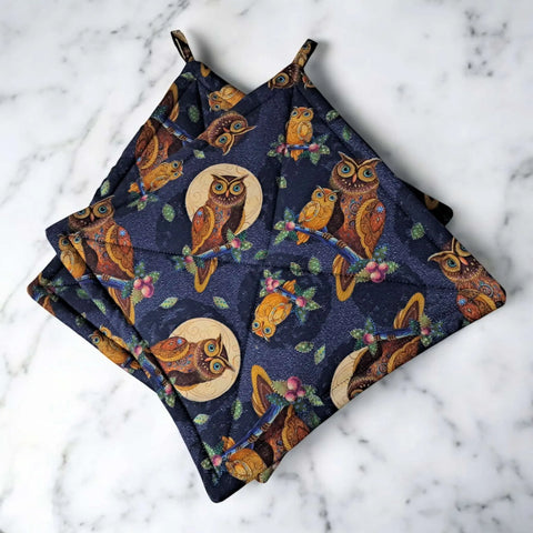 Set Of 2 Owl-Themed Pot Holders 9x9 Inch – Heat-Resistant Kitchen Essentials | Made In USA Frances Farm & Craft  Pot holders