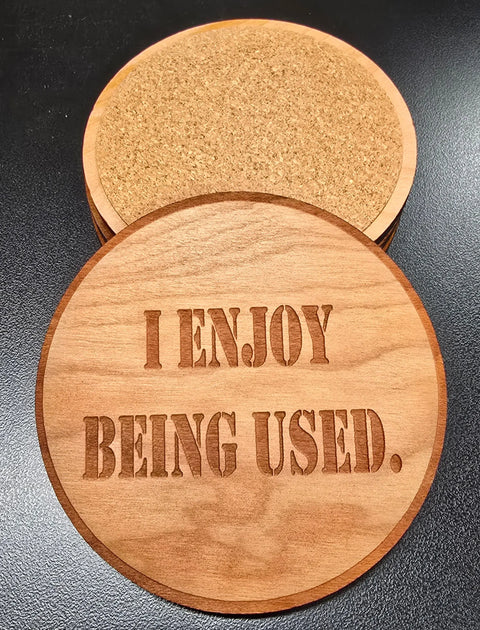Set Of 4 Hardwood Coasters 3.5 Inch Diameter – Laser Engraved Custom Drink Coasters | Made In USA American Grains LLC 
