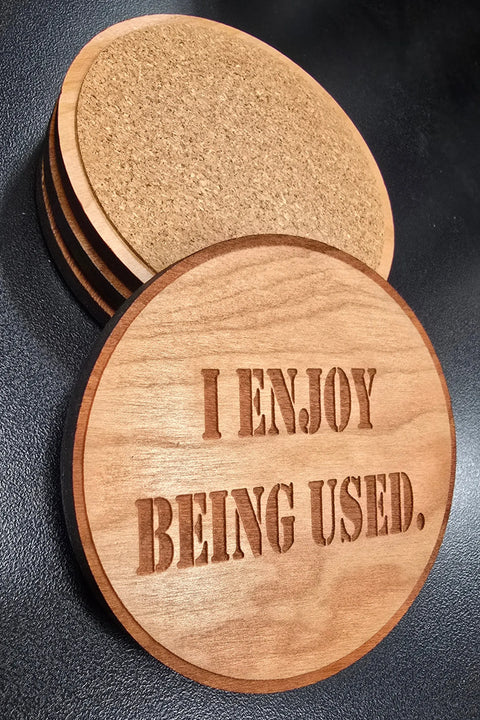 Set Of 4 Hardwood Coasters 3.5 Inch Diameter – Laser Engraved Custom Drink Coasters | Made In USA American Grains LLC 
