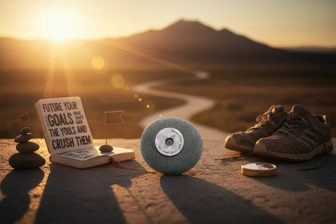 Set Your Goals Meditation Stone – Handcrafted River Rock Success Reminder | Motivational Gift Made in USA Whitney Howard Designs  Meditation Stones