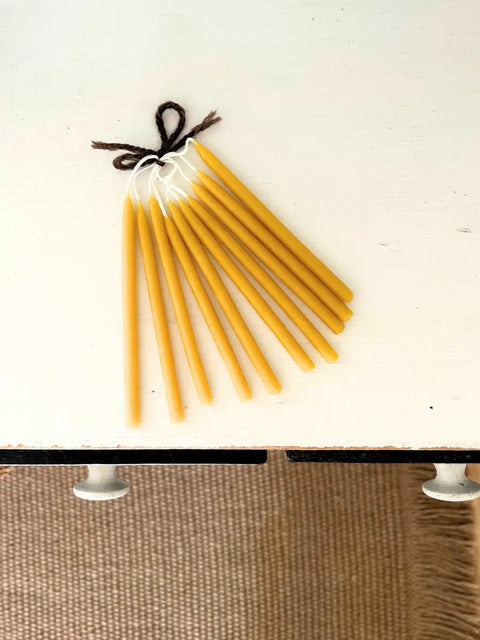 Set of 10 Hand-Dipped Pure Beeswax Celebration Candles 4 Inch – Unscented Home Fragrance | Made in USA Millstream Home  Candle