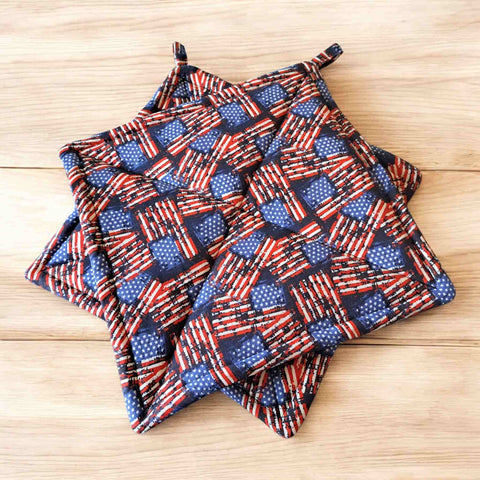 Set of 2 Patriotic Cotton Pot Holders 9 Inch – Insulated Kitchen Accessories | Made in USA Frances Farm & Craft  Pot holders