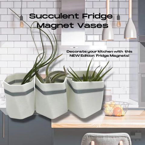 Set of 3 White Air Plant Planter Magnets 2 Inch – Made in USA Chatelet Manufacturing 