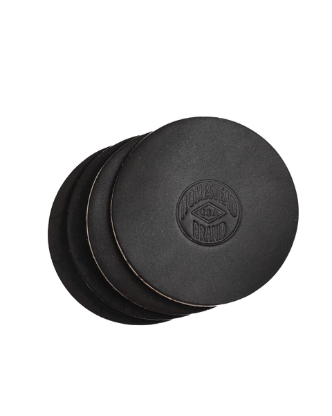 Set of 6 Full-Grain Leather Drink Coasters 3.5 Inch – Durable USA Made Homestead Brand  Coaster