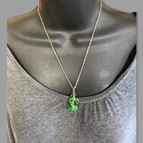Shamrock Green Beaded Cluster Pendant Necklace – Handmade Irish Jewelry Accent | Made in USA by Michelle Marie Boutique Michelle Marie Boutique  Necklace
