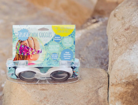 Shark Attack Print Swim Goggles With Tangle-Free Strap – One Size Fits Kids to Adults | Assembled in USA Splash Place  Swim Goggles