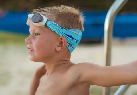 Shark Attack Print Swim Goggles With Tangle-Free Strap – One Size Fits Kids to Adults | Assembled in USA Splash Place  Swim Goggles