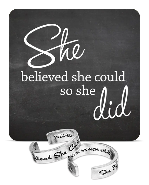 She Believed She Could Inspirational Statement Ring – Handmade Motivational Jewelry | Made in USA Whitney Howard Designs  InspireRings