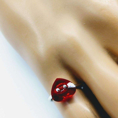 Siam Red Crystal Heart Sterling Silver Ring – Handcrafted Jewelry | Made in USA Alexa Martha Designs  Rings