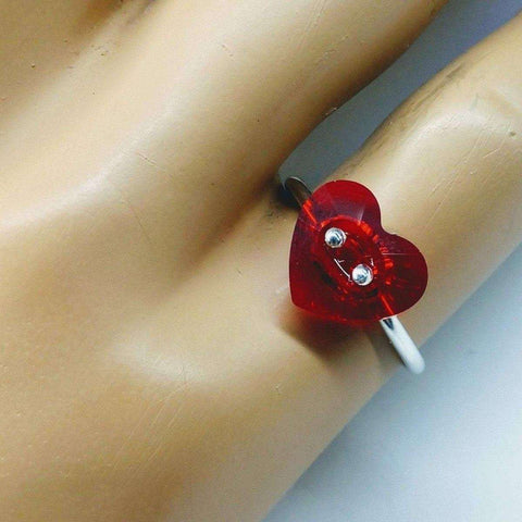 Siam Red Crystal Heart Sterling Silver Ring – Handcrafted Jewelry | Made in USA Alexa Martha Designs  Rings