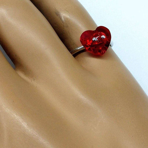 Siam Red Crystal Heart Sterling Silver Ring – Handcrafted Jewelry | Made in USA Alexa Martha Designs  Rings
