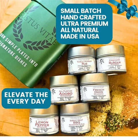 Signature Grilling Seasonings & BBQ Rubs Gift Box | Gift Packaged Seasoning Collection | Set of 6 Gustus Vitae  Collections & Gift Sets