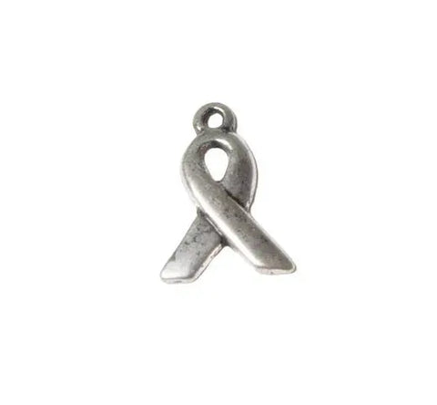 Silver Alloy Awareness Ribbon Charm – 0.7 Inch with Stainless Steel Split Ring | Made in USA Michelle Marie Boutique  Charms and pendants