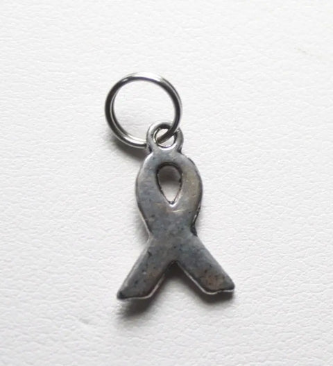 Silver Alloy Awareness Ribbon Charm – 0.7 Inch with Stainless Steel Split Ring | Made in USA Michelle Marie Boutique  Charms and pendants