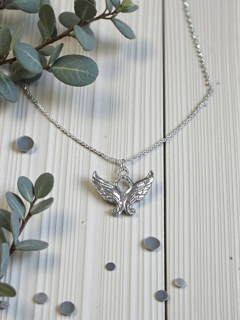 Silver Angel Wings Pewter Charm Pendant – Detailed Feather Design | American Made Jewelry Accessory Michelle Marie Boutique  Charms and Pendants